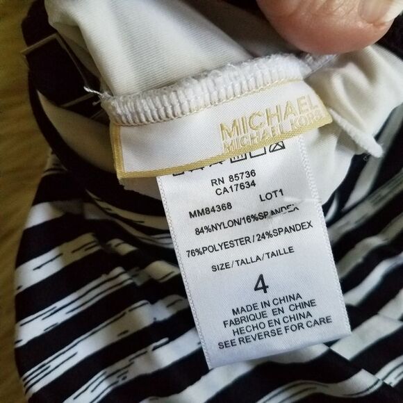 Michael kors classic nautical black & white striped swimsuit 4 - Picture 8 of 8